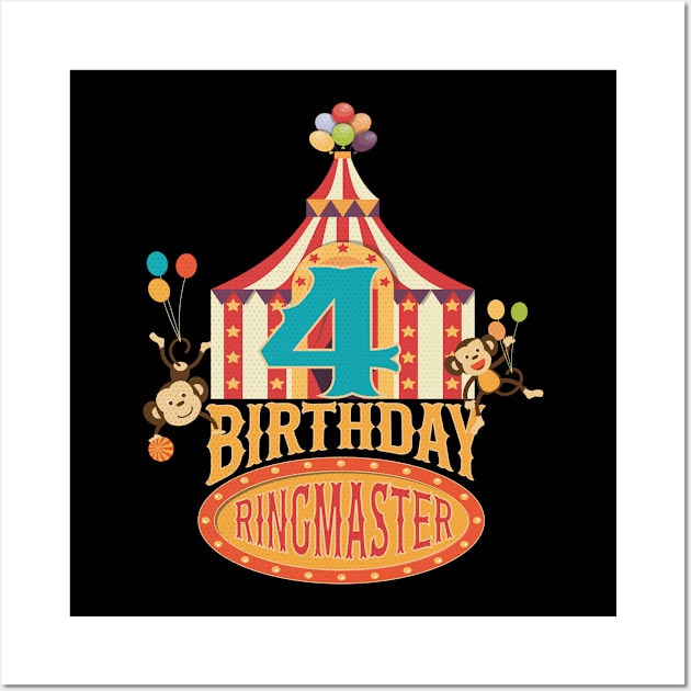 4th Birthday Ringmaster Kids Circus Lover B-day Party graphic Wall Art by Grabitees